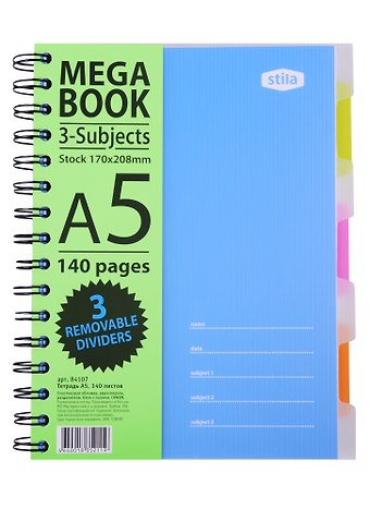 Тетрадь 140 листов клетка "MEGA BOOK"