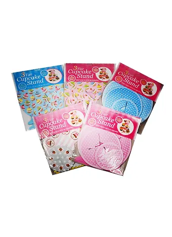 З-х этажная подставка под кексы в пакете с подложкой и подвесом, в ассортименте, 5 видов