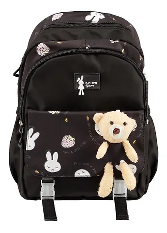 Рюкзак Мишка 44*30*12,5см, черный, с игрушкой