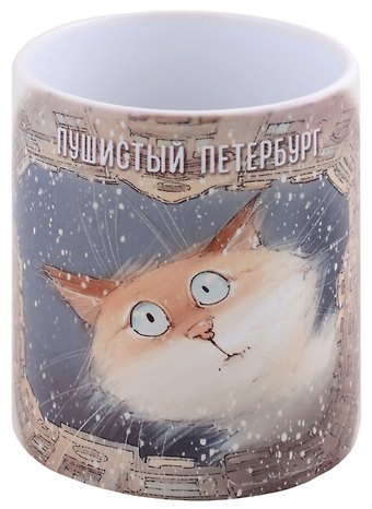 Кружка СПб Кот Арсений двор-колодец (зима) (керамика) (330мл) (коробка)