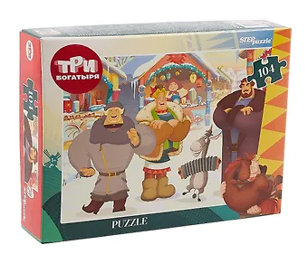 Пазл 104 элемента Step Puzzle Три богатыря и Пуп Земли
