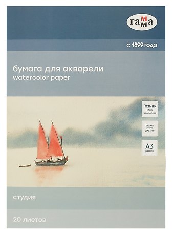 Папка для рисования акварелью А3 20 листов Студия