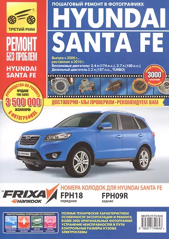 А. Н. Гаврилов Hyundai Santa Fe c 2006/2010 г., бенз. дв. 2.4 л, 2.7л, диз. дв. 2.2 л. Руководство по эксплуатации, техническому обслуживанию и ремонту.