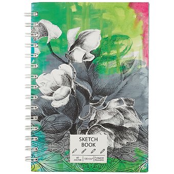 Скетчбук А5 60л SKETCHBOOK. Flower белый офсет, 120г/м2, софт.тач., евроспираль