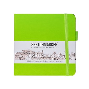 Скетчбук 12*12 80л Sketchmarker  зеленый луг, 140г/м2, слоновая кость, тв.обл.
