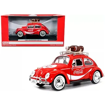 Машинка литая коллекционная Motor City Classics - Die-сast модель по лицензии Coca-Cola 1966 Volkswagen Beetle (Top Rack), масштаб 1:24