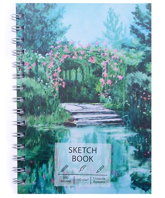 Скетчбук А5 100л SKETCHBOOK. Пруд 100г/м2, тв. обложка, евроспираль, мат.ламинация
