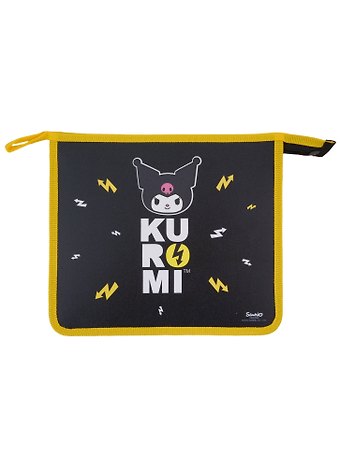 Папка для тетрадей А5 Kuromi черно-желтая, молния