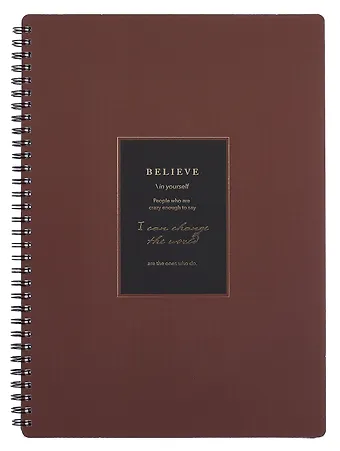 Тетрадь «Believe», А4, 96 листов в клетку, коричневая рамка, спираль, фольга