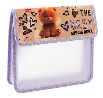 Папка для тетрадей А5 Пушистый мишка 2 отделения, пластик