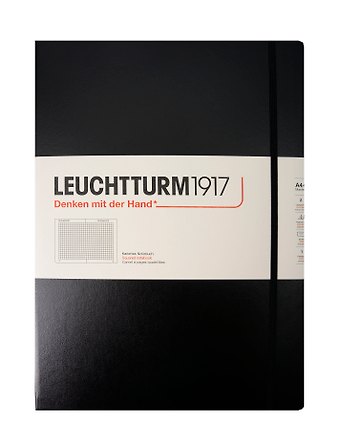 Книга для записей A4+, 117 листов в клетку Master, твердая обложка, черный, Leuchtturm1917