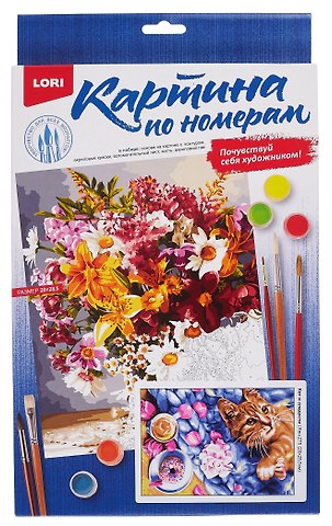 Кпн-275 Картина по номерам на картоне 20*28,5 см Кот и сладости