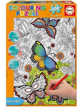 Пазл Educa 300эл 48*34см Бабочки пазл-раскраска