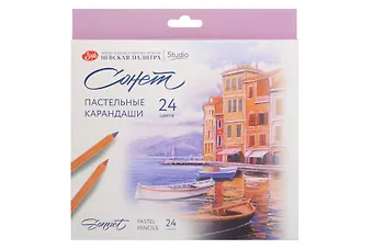Карандаши пастельные 24цв Сонет грифель 4мм, липа, к/к, ЗХК