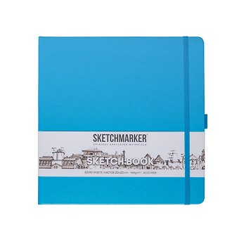 Скетчбук 20*20 80л "Sketchmarker" синий неон, 140г/м2, слоновая кость, тв.обл.