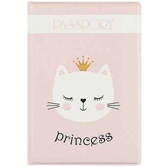 Обложка для паспорта Princess (кошечка в короне) (ПВХ бокс) (ОП2020-246)