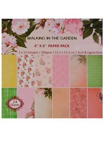 Набор бумаги для скрапбукинга, 15*15см, 24 листа, 12 дизайнов Walk in the garden (11-7) (11-2234