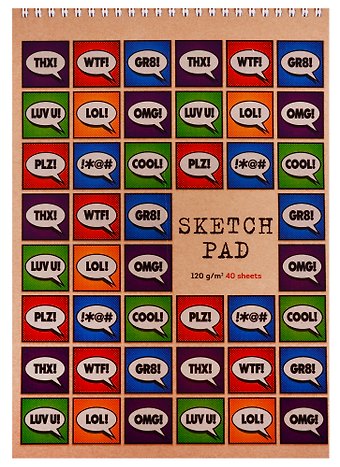 Скетчбук А4 40л Комиксы, 120г/м2, обложка крафт картон, евроспираль