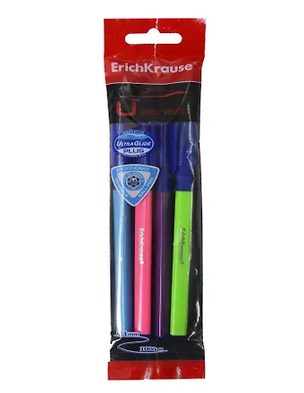 Ручки шариковые синие 04шт U-109 Stick&Grip Neon 1,0мм, подвес, ErichKrause