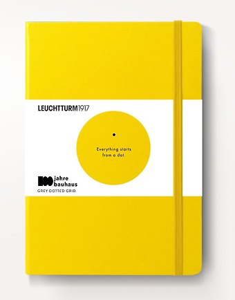 Книга для записей A5, 125 листов в точку Bauhaus Edition, твердая обложка, лимонный, Leuchtturm1917