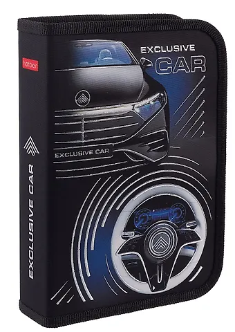 Пенал 1отд. Exclusive car 20*14, ткань/картон, 3D фольга, с 2-мя откид. планками