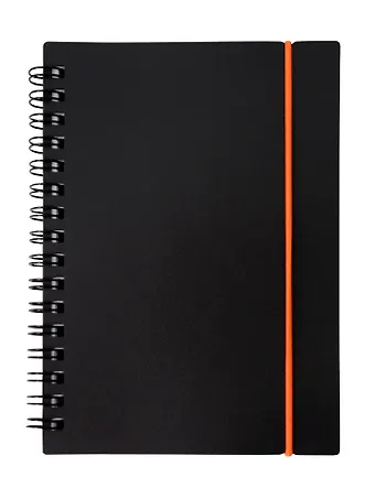 Записная книжка А6 80л кл. Favorite Black. No 1 спираль, пласт.обл., резинка