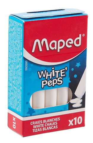 Мелки белые круглые, 10 штук, Maped
