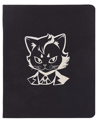 Тетрадь 48л кл. "TOTAL BLACK. Cat and mouse" цветной диз.картон, тиснение фольгой, гологр.линза, ассорти