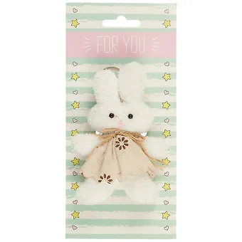 Брелок Зайка в платье на открытке (текстиль) (11см) (12-06844-1700338)