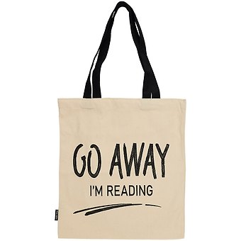 Сумка-шоппер Go away Im reading бежевая, текстиль 40см.*32см.