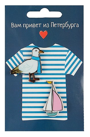 Набор значков Чайка + Парусник