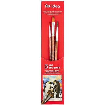 Кисти Art idea, синтетика + белка, 3 штуки