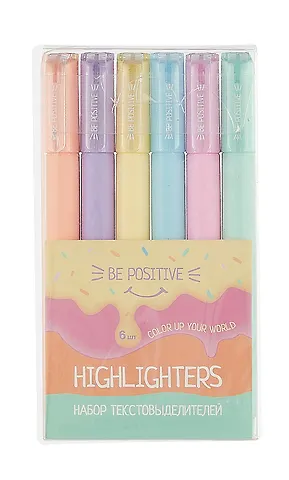 Текстовыделители Be positive, 6 цветов