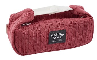 Косметичка с ремешками на кнопке Nature Style (красная) (вязаный узор) (ПВХ) (21х8х7)