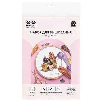 Набор для вышивания крестиком ТРИ СОВЫ Котики, 15*20см