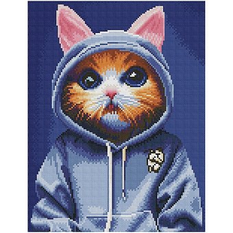Алмазная мозаика ТРИ СОВЫ Модный кот, 30*40см, холст на деревянном подрамнике