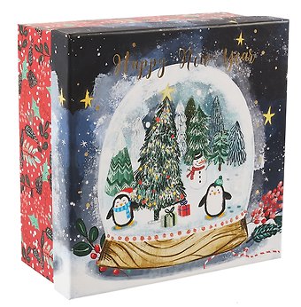 Коробка подарочная Новогодние пингвинята НГ, 20*20*9.5, картон