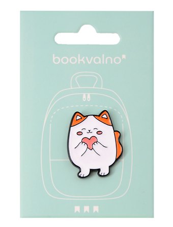 Значок Котовые иллюстрации (белый кот)  (металл)