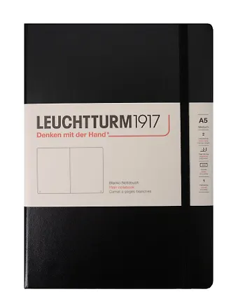 Книга для записей A5, 125 листов, нелинованная Classic, твердая обложка, черный, Leuchtturm1917