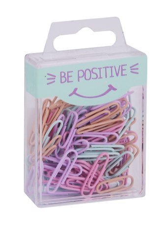 Скрепки 25мм 70шт Be positive винил, пастельн., круглые, пласт.подвес