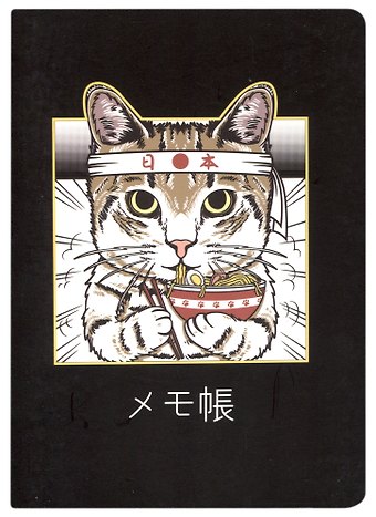 Записная книжка А6 28л. Котик с повязкой сшивка, черн.внутр.блок