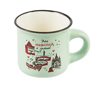 Кружка Это Нижний Новгород, детка (100мл) (зеленая) (фарфор под эмаль) (065-9-76D)