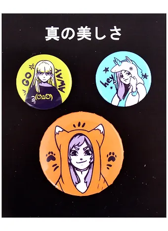 Набор значков Комиксы Девушки (металл) (2 шт 25мм, 1 шт 38мм)