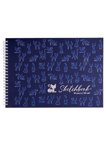Скетчбук А4 40л "КотоФитнес" 160г/м2, тонир. картон, фольга, спираль