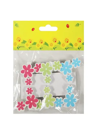 Набор прищепок, 6 шт, в пакете с хедером, тройные цветы (11-06943-19)