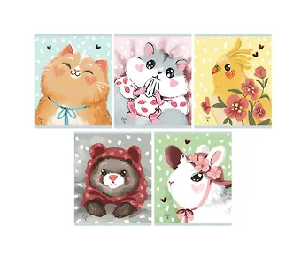 Тетрадь в клетку Listoff, Очаровательные зверята, 48 листов, в ассортименте