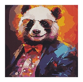 Холст с красками по номерам в коробке.Стильные животные Модная панда 30х30, 20 цветов