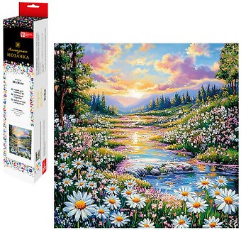Алмазная мозаика Ромашки у реки 30х30 см.