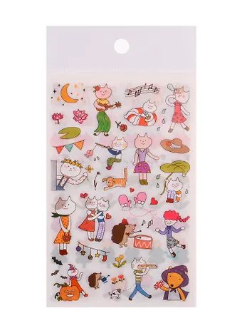 Наклейки бумажные Музыкальные коты, 9*14, (6 листов)