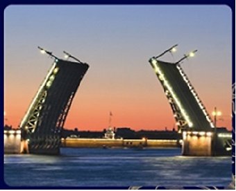 Магнит заливной объемный 5,5*4,5см Дворцовый мост.Закат